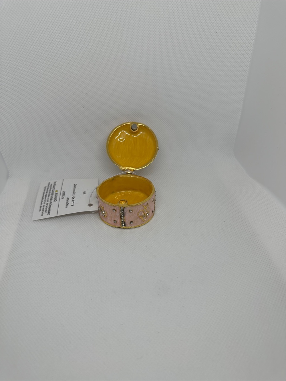 Pink Jeweled Trinket/Jewelry Box with Gold Bow - Picture 2 of 5